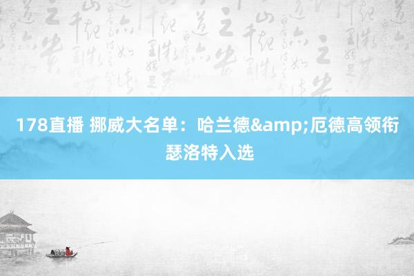 178直播 挪威大名单：哈兰德&厄德高领衔 瑟洛特入选