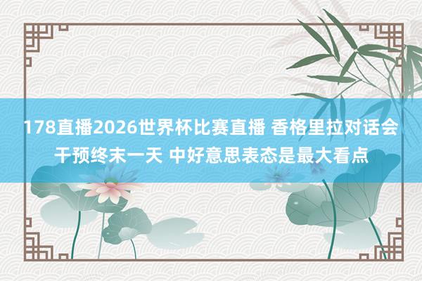178直播2026世界杯比赛直播 香格里拉对话会干预终末一天 中好意思表态是最大看点